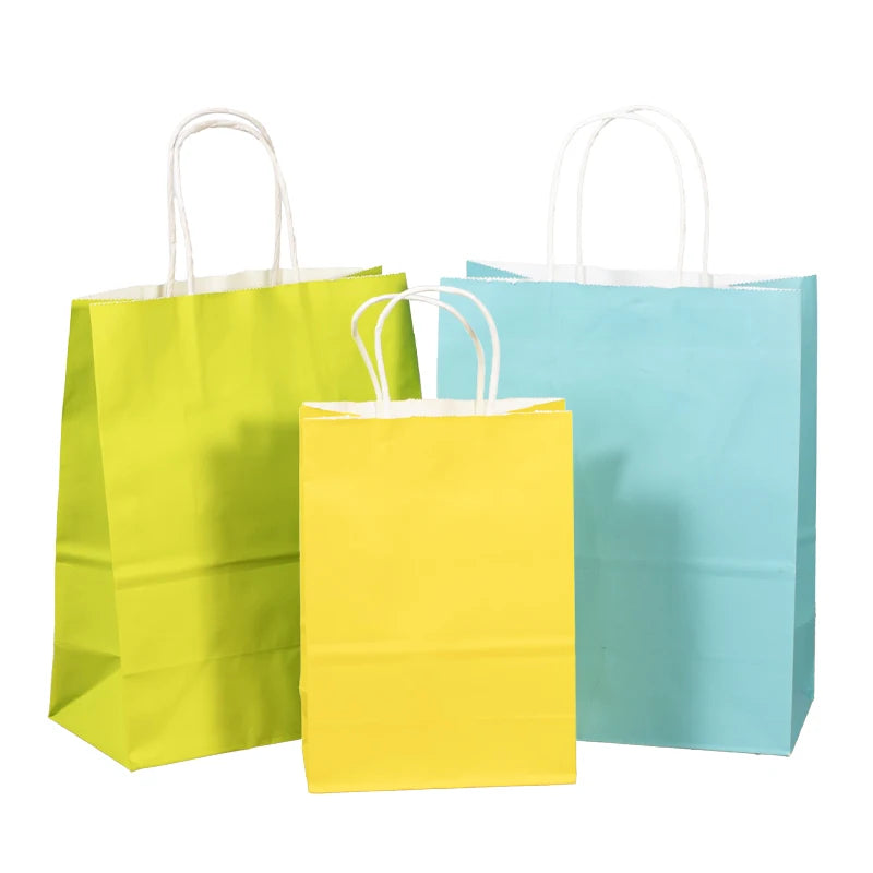 Low Cost Factory Eco-Friendly Kraft Flexo Printed Birthday Party Gift Bags Multipurpose Candy Colored Paper Bags Patch Paper