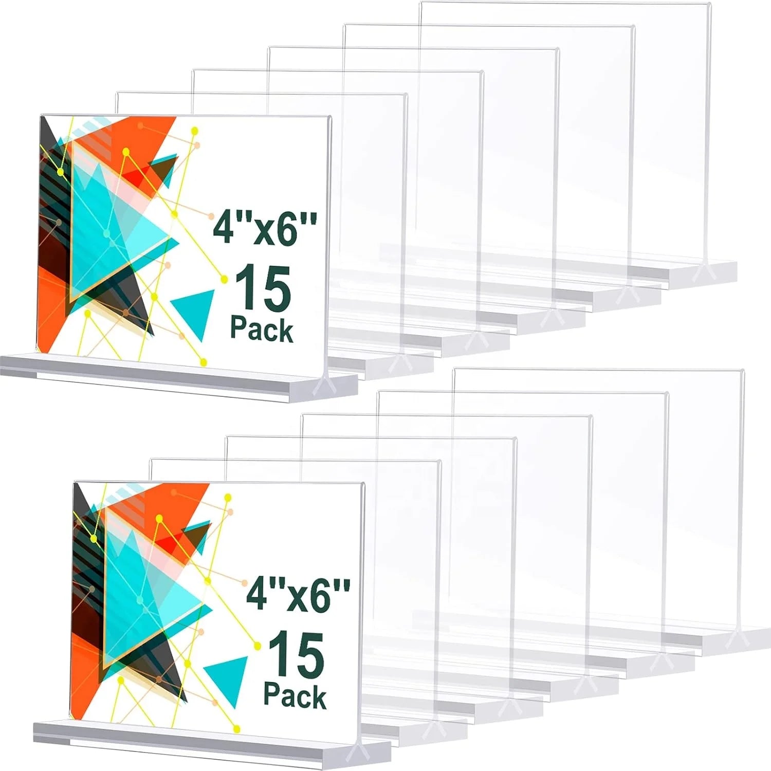 15 Pieces Clear Acrylic Signs Holder Acrylic Table Tops T Shaped Desktop Sign Holder 6 X 4 Inch Table Top Display Stand