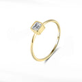 Trendy Jewelry 925 Sterling Silver Square Cubic Zirconia Gold Plated Minimalist Baguette CZ Rings for Girls
