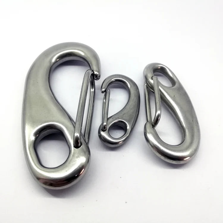 Wholesale Quick Link Carabiner 50mm Stainless Steel 304 Egg Shape Spring Gate Clip Snap Hook Lobster Claw