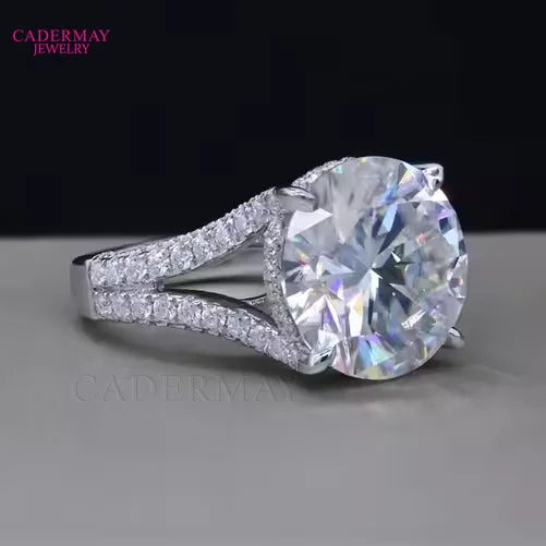 Cadermay Gorgeous Moissanite 18k/14k Gold Ring 15mm D VVS1 Round Moissanite Diamond Luxury Engagement Wedding Ring