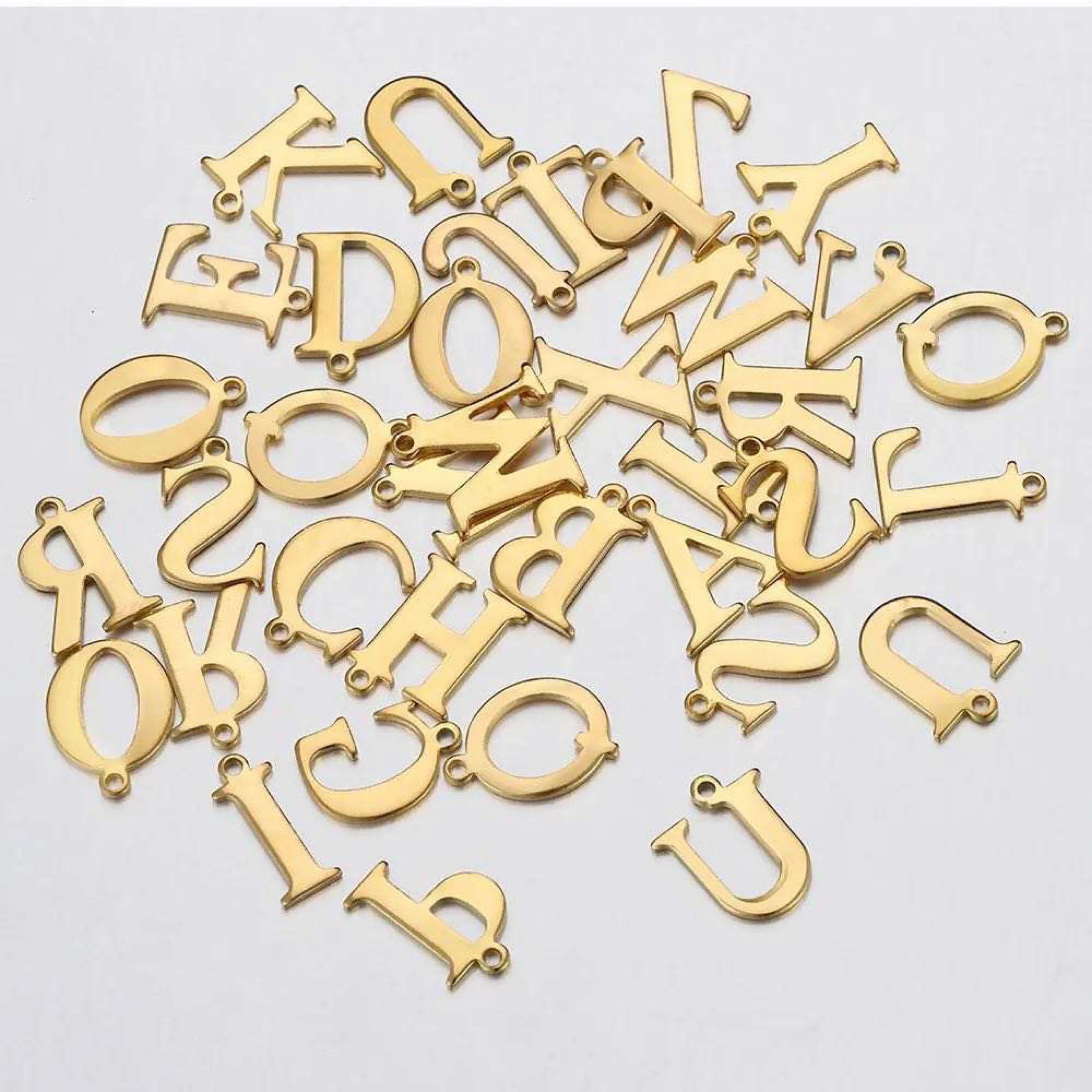 Gold Silver English Letters a to Z Stainless Steel Pendants Charms