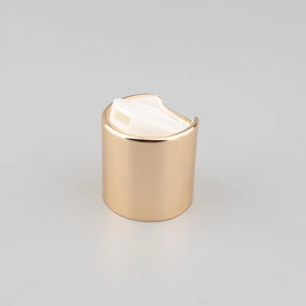 24/410 Plastic Non-Spill Flip Top Caps for Cosmetic Bottles Gold Round Disc Cap Closure for Shampoo and Lotion Packaging
