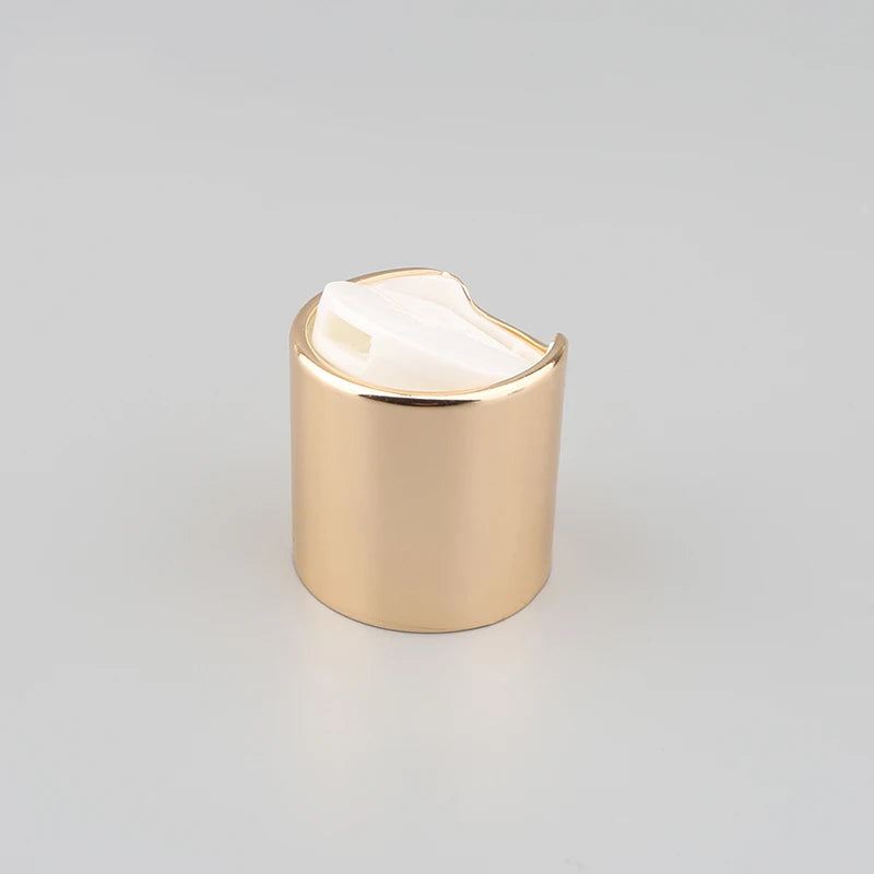 24/410 Gold Round Plastic Non-Spill Flip Top Caps & Disc Cap for Bottles Cosmetic Use