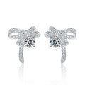 Trendy 0.5ct 1ct Sterling Silver Moissanite Earrings Flower Butterfly Knot Shaped with Screw Back Stud for Women