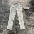 DENIMGUYS Custom Vintage Mens Fashion Paint Silver Foiled Wax Jeans Streetwear Allover Waxing Steright Leg Men Jeans