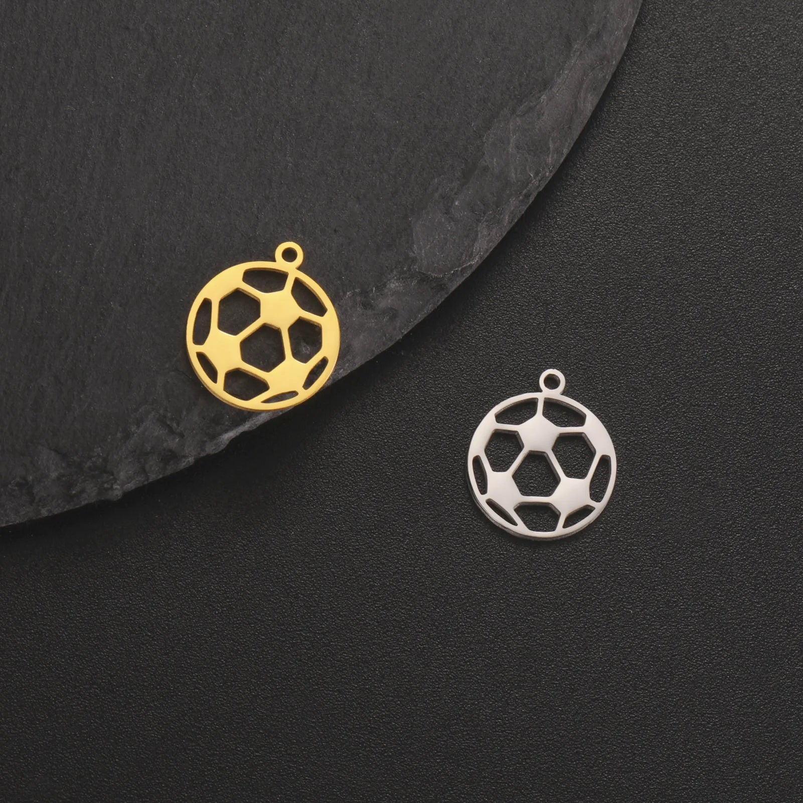 Wholesale Charm for DIY Jewelry Making New Sport Charm 18K Gold Stainless Steel Football Charm Football Pendant