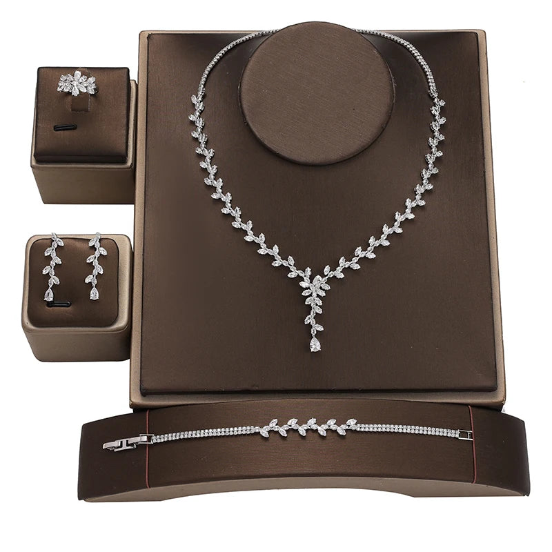 Fancy Bridal 4 Pcs Jewelry Set in Stock Grace Cubic Zircon Mothers Day Gift Factory Direct Sale BN8673
