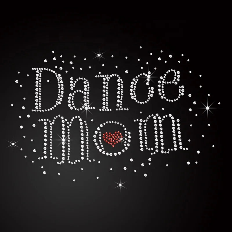 Wholesale Bling Transfer Shining Strass Hotfix Rhinestone Motif Heat Rhinestone Transfer Dance Mom for T Shirts