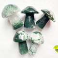 Green Moss Agate Stone Crystals Mushroom Wholesale Lovely Natural Moss Agate Mushroom Crystal Ornament for Gift