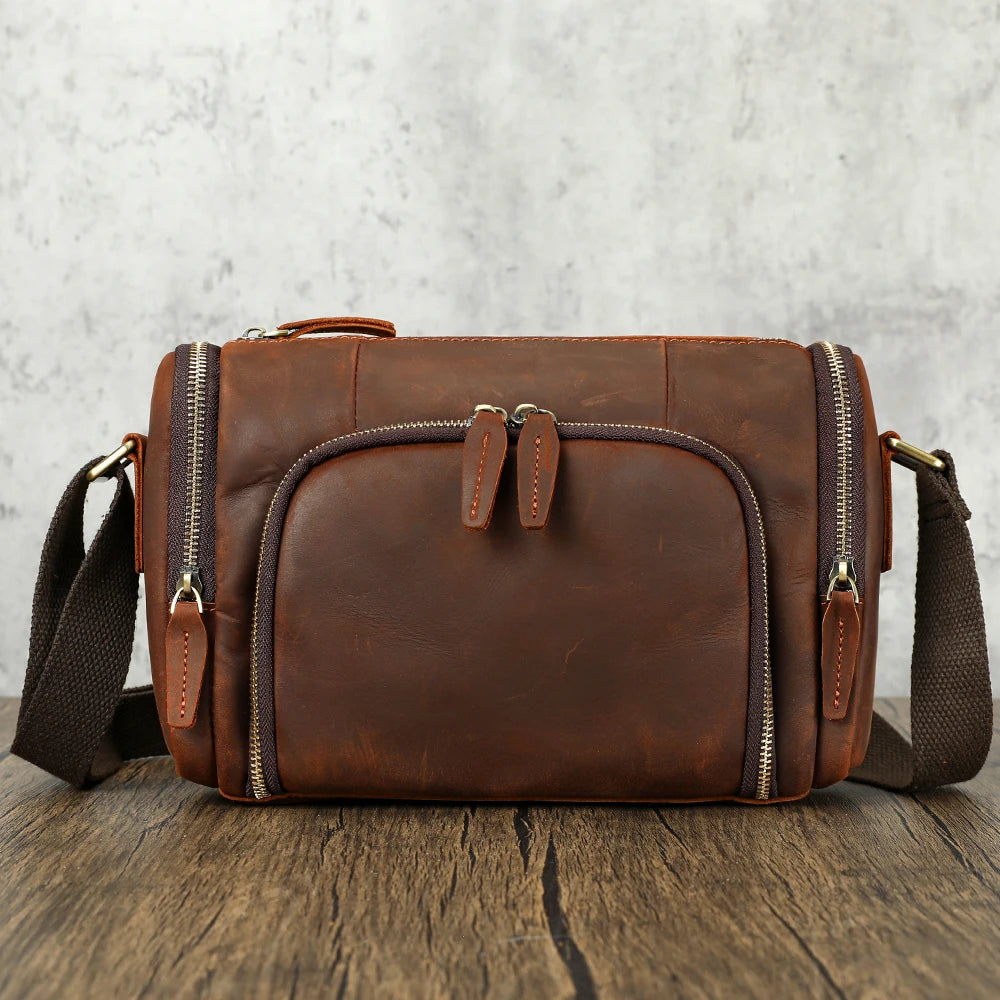 MARRANT Full Grain Vintage Crazy Horse Leather Men's Bag Adjustable Strap Shoulder Crossbody Bag Genuine Leather Messenger Bag