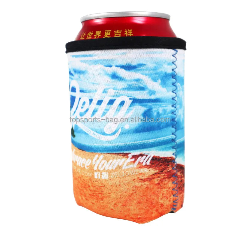 Beach Themed Beer Sleeve Insulated Neoprene Can Cooler Sleeve for Beer Beverages Cans and Bottles