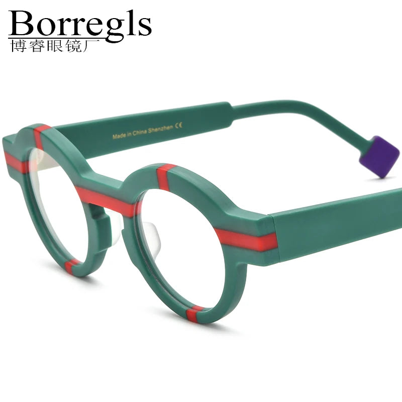 Borregls Matte Acetate Round Glasses Women Brand Design 2025 New Thick Oversize Eyeglasses Frame Optical Big Eyewear 19282