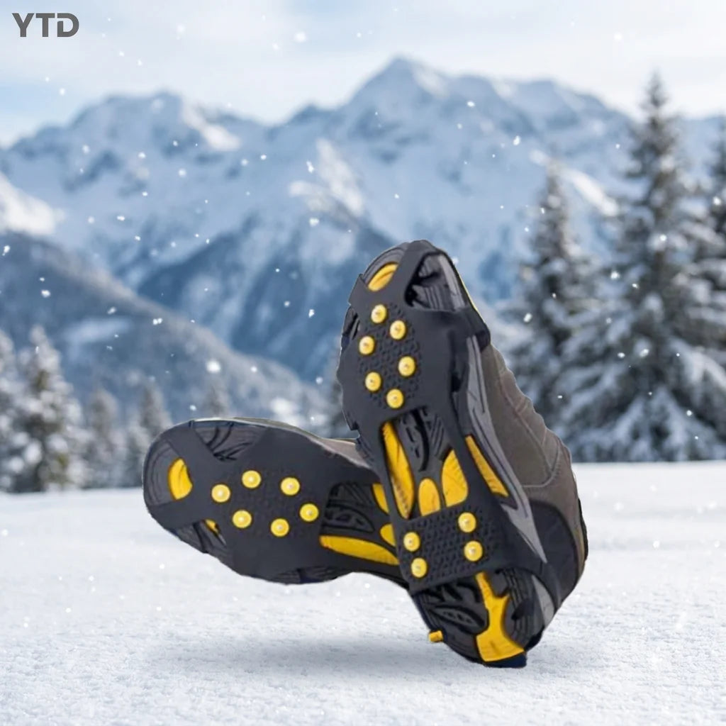 Manganese Steel Ski Snow Cleats 10 Teeth Non-Slip Claws Ice Crampons Hiking Climbing  Chain for Camping Hiking Comfortable Shoes