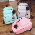 Portable Printed Leaves Backpack Large Capacity Rucksack Zipper Knapsack Female Shoulder Bag Simple Student Schoolbag