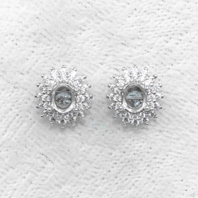 Sterling Silver 4*5/5*6/6*7mm Semi Mount Stud Earrings Empty Frame Blank Setting S925 Base Without Center Stone for DIY Inlay