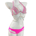 Fashion Two Pieces Set Bikini Underwear Crystal Diamond Swimsuit for Women Beach Party