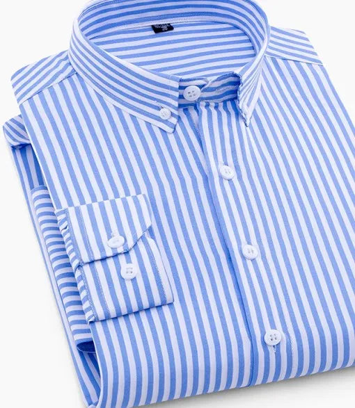 Men's Printed Long Sleeve Shirt Korean Version Youth Plaid and Casual Shirt