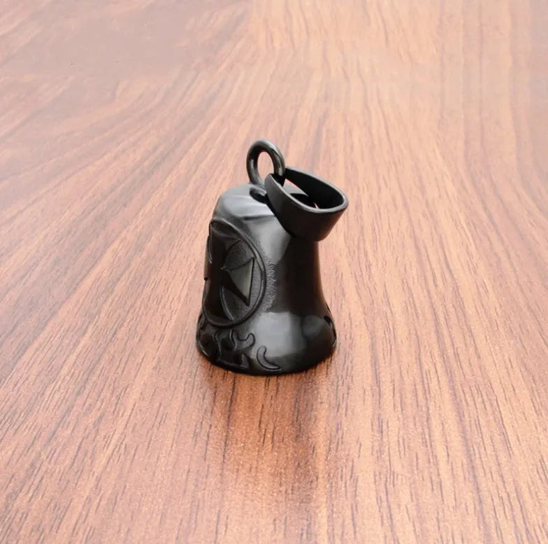 Black Guardian Bel Small Bell Keychain for Motorcycles Biker Helmet Bell Made of Stainless Steel with Silk Screen Printing