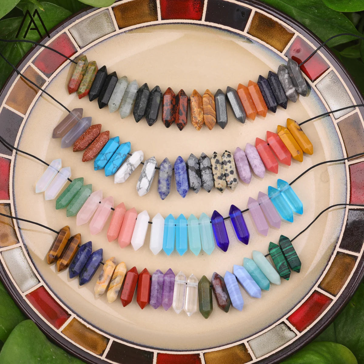 0.8 Inch Crystal Double Point Bead  Drilled Hole 1.50mm Gemstone Hexagon Pendant Crafts Jewelry Supply