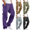 Solid Color Thin Cargo Sweatpants for Men Multi-pocket Wide Leg Work Trousers