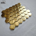 Golden Color Hexagon Shape Solid Stainless Steel Irregular 3D Shapes Mosaic Tiles 4mm Modern for Bathroom Living Room