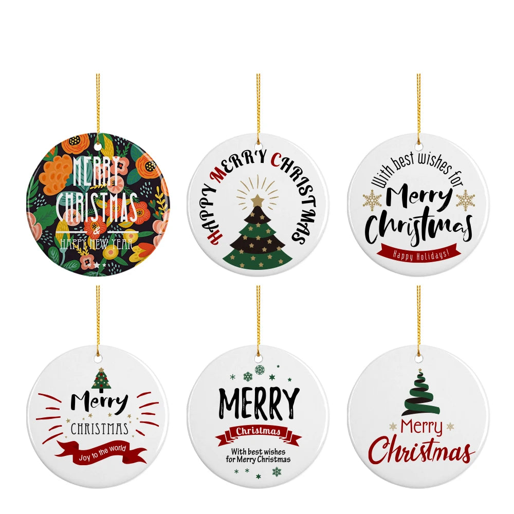 PYD Life USA Free Shipping Sublimation Ceramic Ornaments Blank Wholesale Custom Decor Christmas Ceramic Ornaments