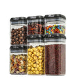 Best Selling  Airtight Transparent 6pcs Plastic Dry Food Storage Container Containers Leak-proof with White Locking Lids