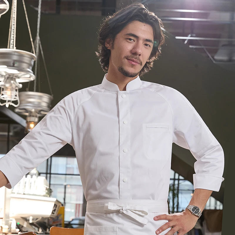 Chef Yibang Long Sleeve Men's Kitchen Accessories Autumn Winter Work Clothes for Hotel Restaurant Restaurant Bar Uniforms