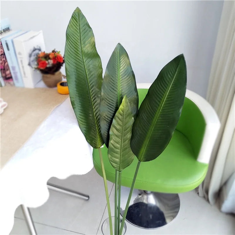 Ins Style B-5518 Artificial Latex Real Touch Green Banana Palm Plants Leaves for Indoor Decoration