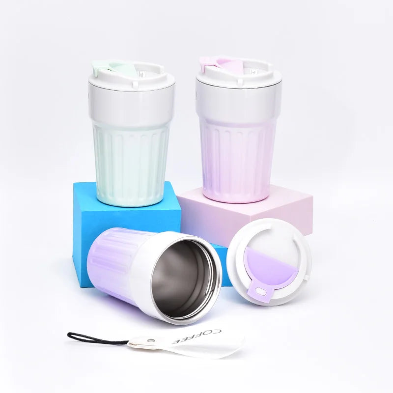 Modern Custom Gradient Color Coffee Mug Stainless Steel Coffee Cup With Logo and Lid