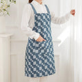Fashionable Summer Women's Korean Plaid Waist Apron Breathable Oil-Proof Durable Chef's Household Kitchen Work Clothes Reusable