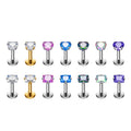 G23 Titanium F136 16G Piercing Heart Square Shape CZ Inlay Labret Ear Helix Tragus Nose Stud Earrings for Women Body Jewelry