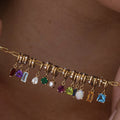 Luxury Birthstone Gemstone Charms Anti Tarnish  Stainless Steel Charm Diy Birthstone Pendant for Necklace Waterproof Wholesale