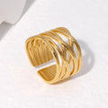 Beimai OEM 18k Gold Hollow Geometric Line Stainless Steel Rings