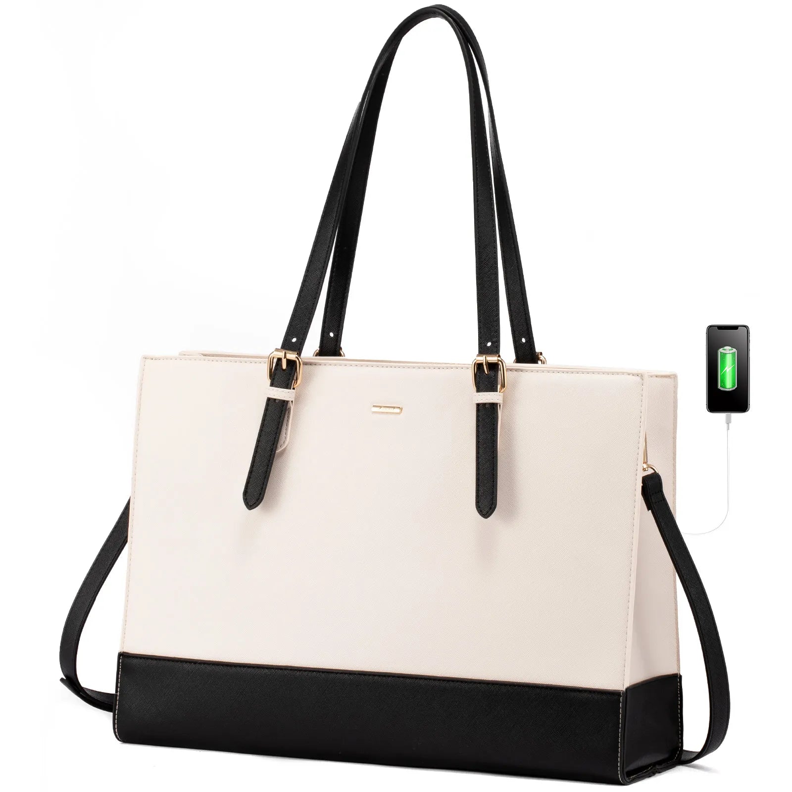 LOVEVOOK 15.6 Inch Waterproof PU Leather Notebook Bags Large Ladies Business Office Work Laptop Tote Bag for Women Handbags