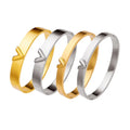 Fashion Stainless Steel Geometric Couple Bangle Gold Plating Openable Bracelets Set Luxurious Jewelry Accessories
