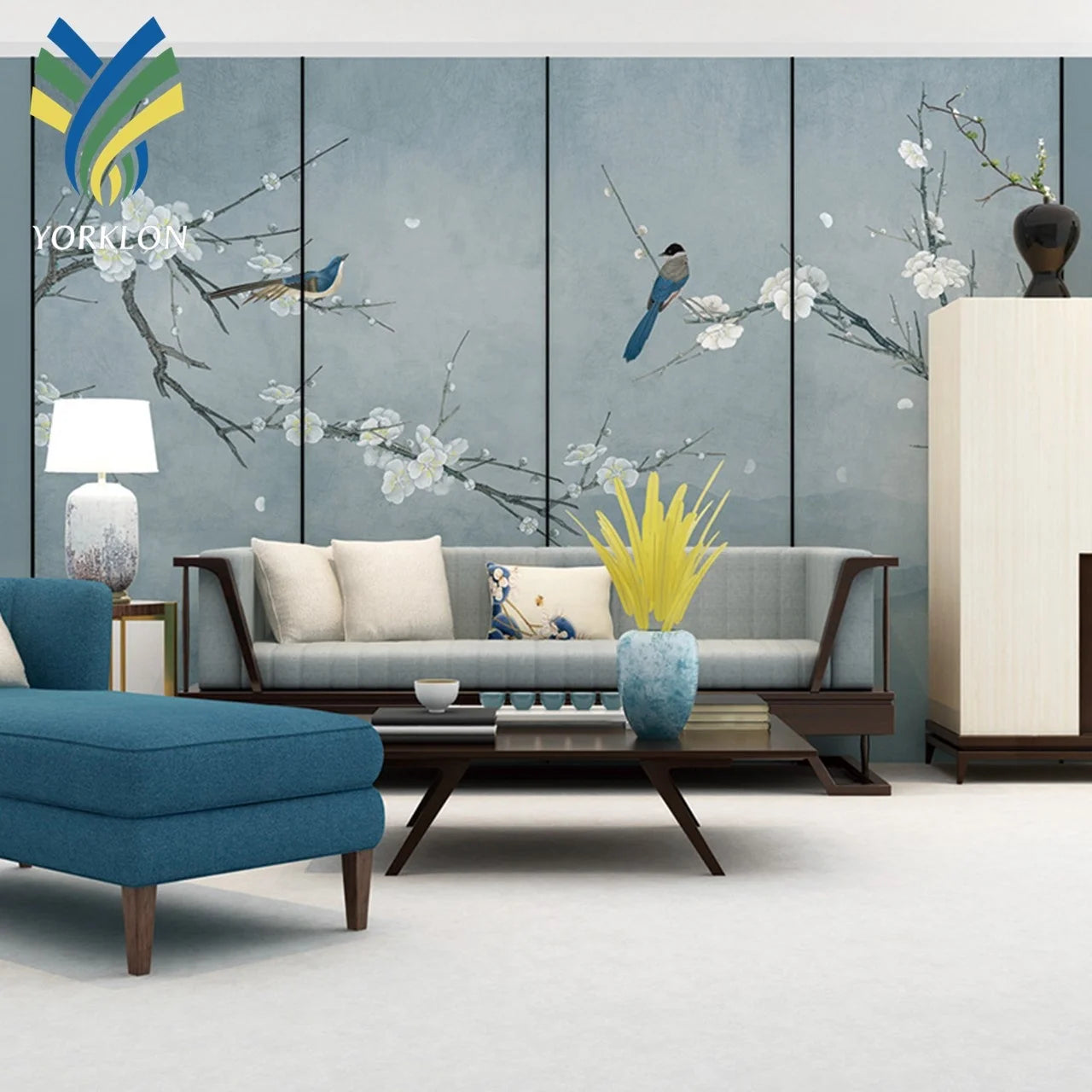 Customized Luxury Wallpaper Painting Designer Home Hotel Decor 3D Chinoiserie Silk Mural Wallpaper