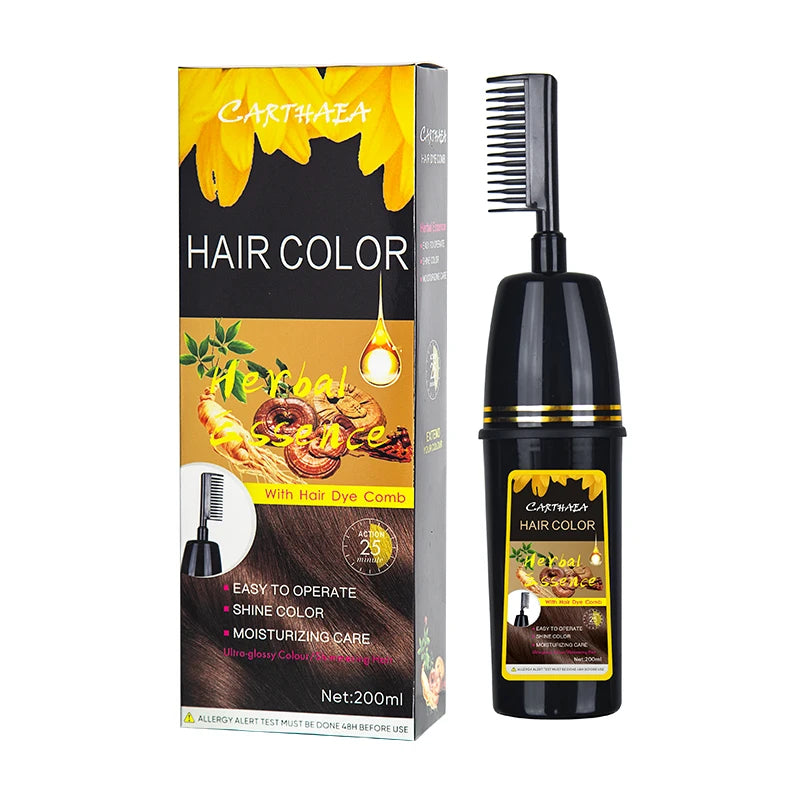 In Stock Ammonia Free Herbal Essence Hair Permanent Easy Operate Salon Hair Color Shampoo with Comb Hair Dye Shampoo