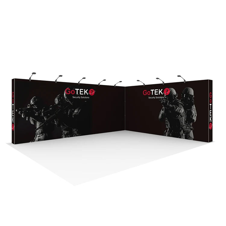 Portable Easy Setup Aluminum Frame Fair Booth Tension Dye-sublimation Fabric Full LED Edges Exhibition Display Stand Trade Show