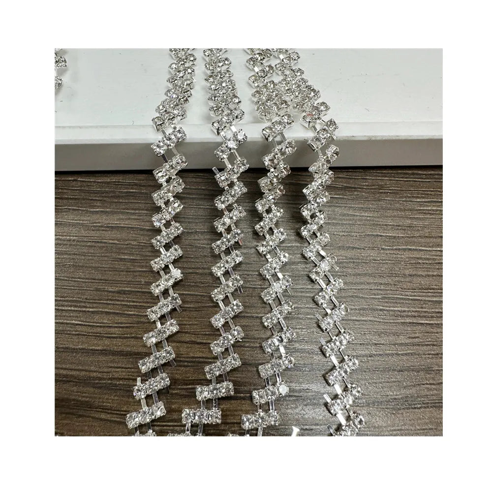 10yards Crystal Motif Rhinestone Trim With Rhinestones Sew on Chain for Wedding DIY