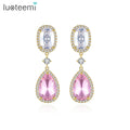 LUOTEEMI Jewelry Party Crystal Drop Dangle Elegant Engagement European Unique Bling Cubic Pendant Earring