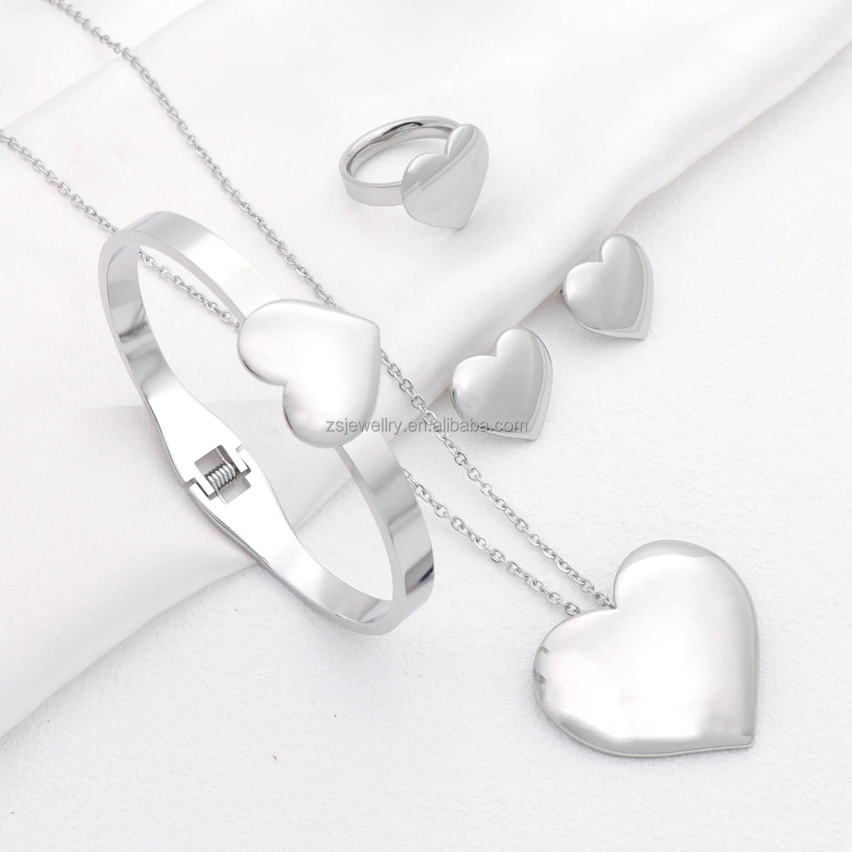 Trendy Plated Silver Stainless Steel Jewelry Love Cute Geometric Stone Hot Simple Style Gemstone Bracelet Design Sets