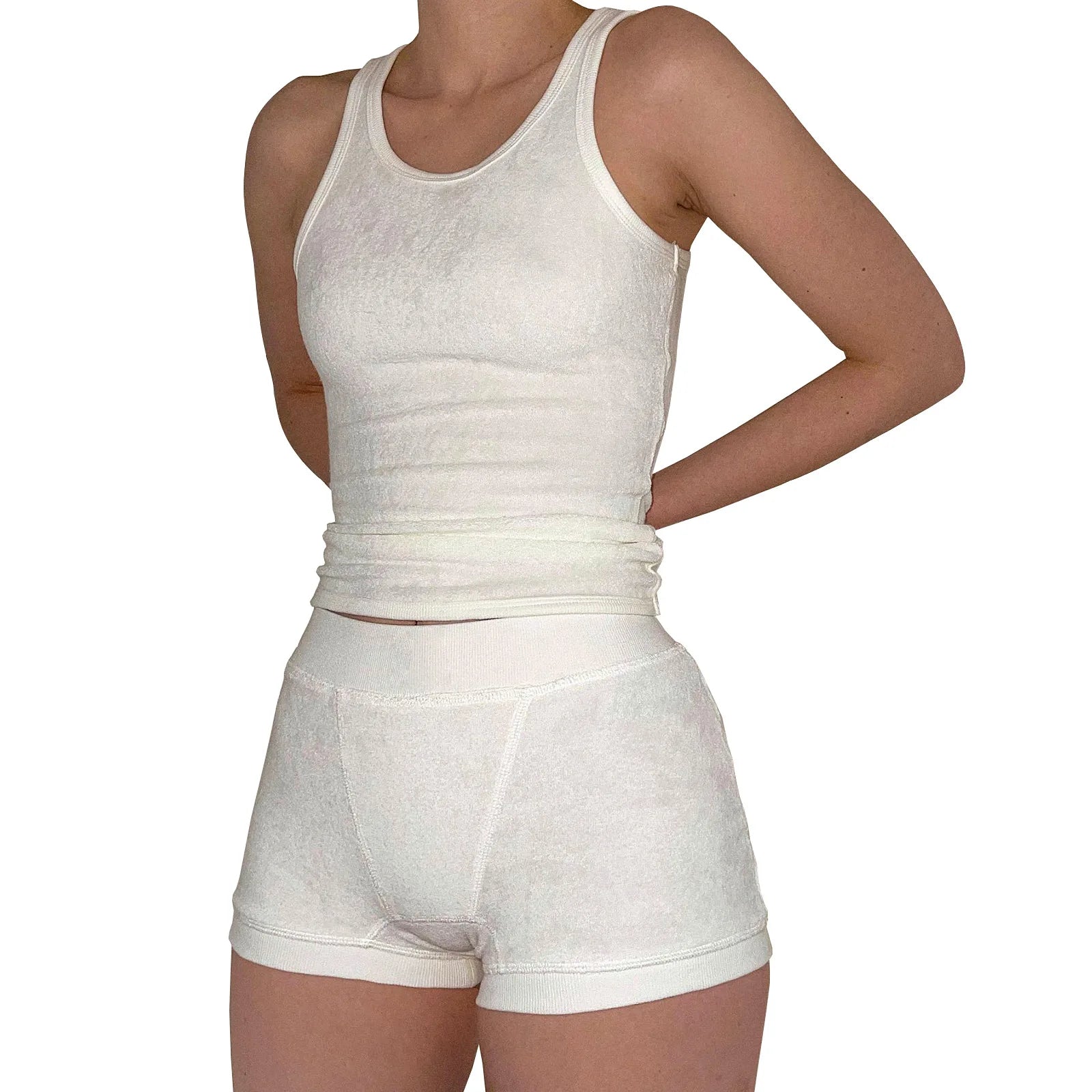 2025 Custom Logo Women Two Piece Set Round Neck Tank Top Shorts Women Rib Knit Two Piece Summer Set