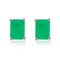 Dylam Classic Design Fine Jewelry Rhodium Plated 925 Sterling Silver Rectangle Emerald Cut 5A Zirconia Stud Earrings for Women