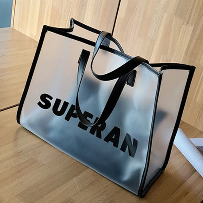 Beach Travel Shopping Polyester Handbag Large Capacity Durable Cartoon Pattern for Men Women Fashion Two Straps Shenzhen Square