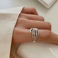 Fashion 925 Sterling Silver Skeleton Plam Shape Adjustable Open Finger Rings Party Gothic Jewelry for Women
