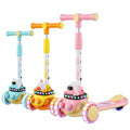Children's 3-Wheel Steel Kick Scooter Lightweight Foldable Mini with PU LED Lights Adjustable Handlebar for Kids Outdoor Use