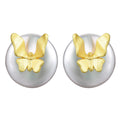 Lotus Fun Handmade Fresh Water Pearl Butterfly Stud Earrings 925 Sterling Silver With 18k Gold Plated Fine Jewelry for Women