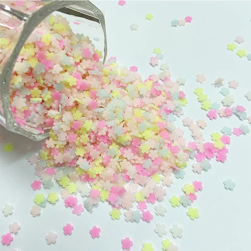 1 KG/Bag  5MM Sakura Flowers Polymer Clay Slices Sprinkles for Slime Nail Art Slime Resin Crafts